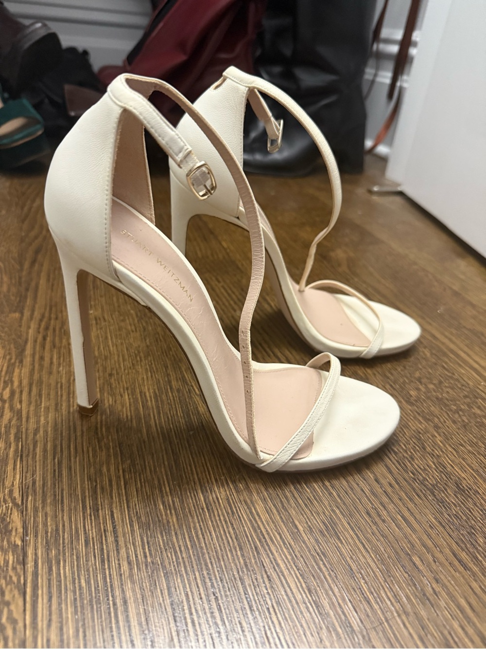 Stuart Weitzman Ivory Strappy Stiletto Sandals